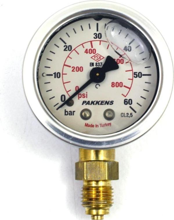 Pakkens 0-60 Bar 50 mm Alttan Bağlantılı Gliserinli Manometre G 1/4 inç - Image 1