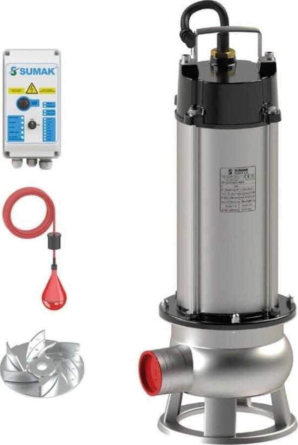 Sumak SDTV 40/2 İNOX Komple Paslanmaz Vortex Çarklı Foseptik Dalgıç Pompa 380 Volt 4 Hp 19.5 Mss - Image 1