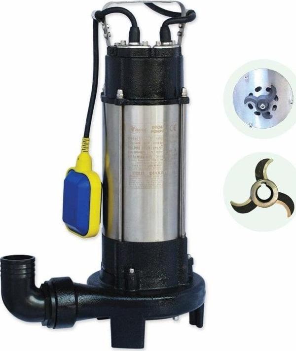 Water Sound V1300DF Bıçaklı Tip Kirli Su Aktarma, Vortex Fanlı Drenaj Dalgıç Pompa 11 mt. Yükseklik 18 m³/h - Image 1