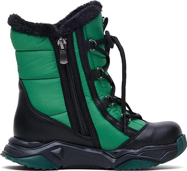 Tonny Black Çocuk Unisex Siyah Yeşil Termo Taban Önü Bağcıklı Kar Botu - Image 1