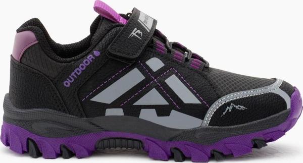 Tonny Black Çocuk Unisex Siyah Mor Termo Taban Su İtici Kumaş Cırtlı Trekking Ayakkabı - Image 1