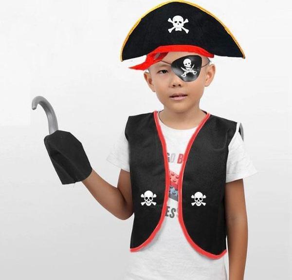 Korsan Yelek + Şapka + Kanca + Maske Çocuk Boy 4-6 Yaş - Image 1