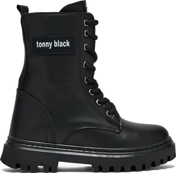 Tonny Black Çocuk Unisex Siyah Termo Taban Önü Bağcıklı Kar Botu - Image 1