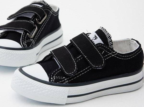 Tonny Black Çocuk Unisex Siyah Kauçuk Taban Keten Cırtlı Spor Ayakkabı - Image 1