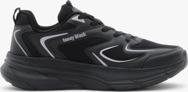 Tonny Black Unisex Siyah Nefes Alabilen Kumaş Faylon Taban Bağcıklı Spor Ayakkabı - Image 1