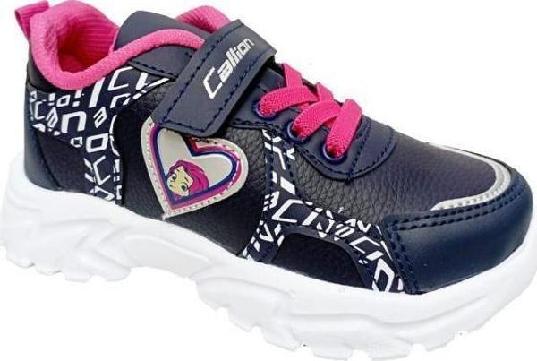 Callion 047 Deri Kız Çocuk Sneakers Ayakkabı 26-30 Lacivert Fuşya - Image 1
