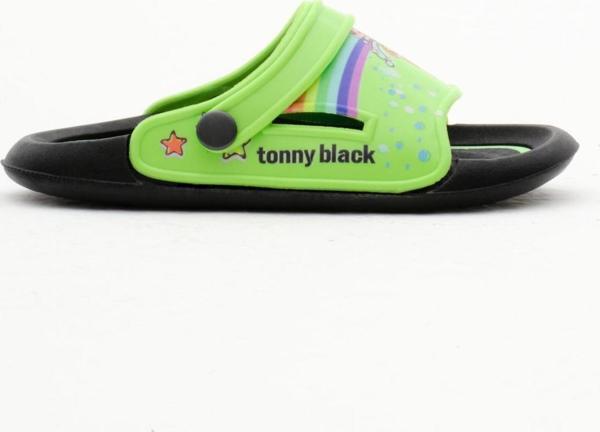 Tonny Black Kız Çocuk Yeşil Poli Taban Gökkuşağı Desenli Terlik - Image 1