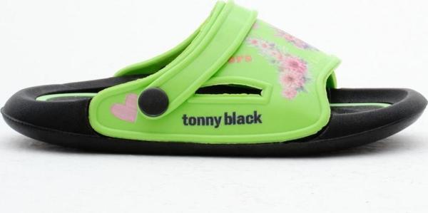 Tonny Black Kız Çocuk Yeşil Poli Taban Çiçek Desenli Terlik - Image 1