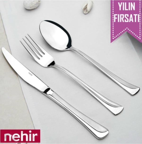 Nehir Maksi 12 Adet Saten Yemek Bıçak 1 Düzine Saten Çelik Yemek Bıçak 18-10 304 1. Kalite - Image 1