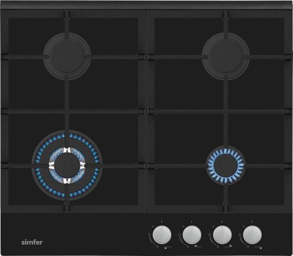 Simfer 3525 3G + 1 Wok 60 Cm Siyah Cam Ankastre Ocak - Image 1
