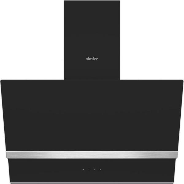Simfer 8738 60Cm Premium Siyah 2 Cam, Inox Dekorlu Davlumbaz - Image 1