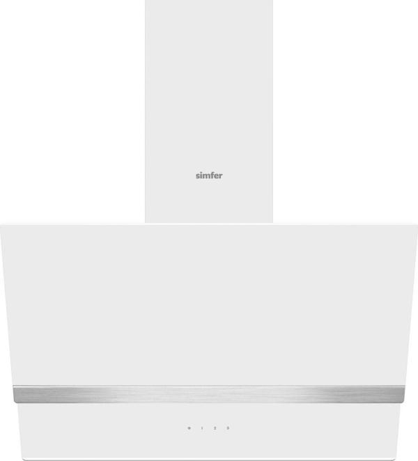 Simfer Sd8739 60 Cm Premium Inox Dekorlu Beyaz Cam Davlumbaz - Image 1
