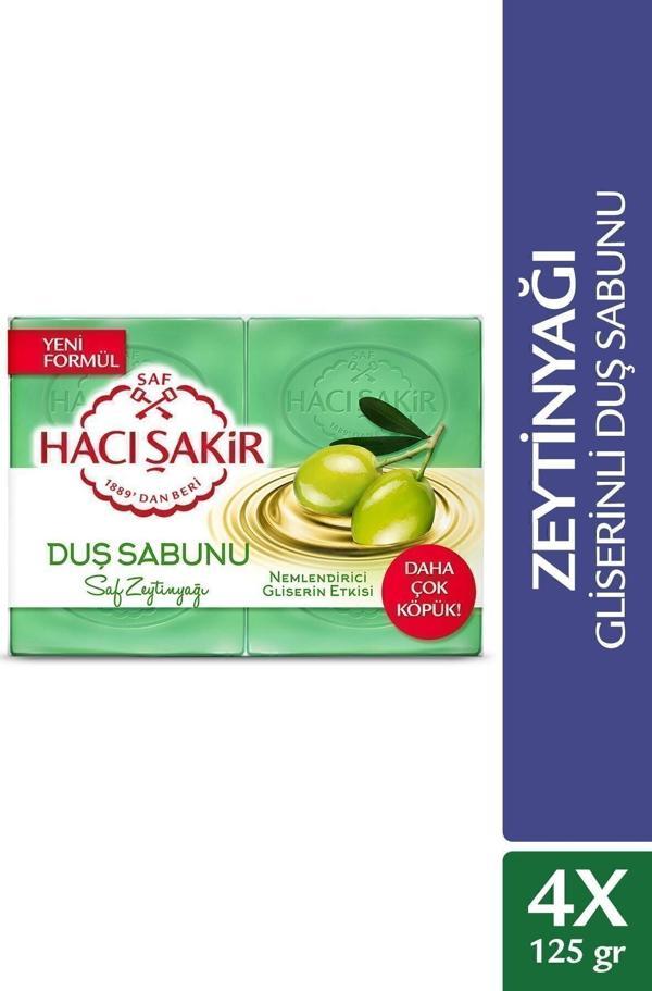 Hacı Şakir Zeytinyağı Gliserinli Saf Zeytinyağı Duş Sabunu 4X125 Gr - Image 1