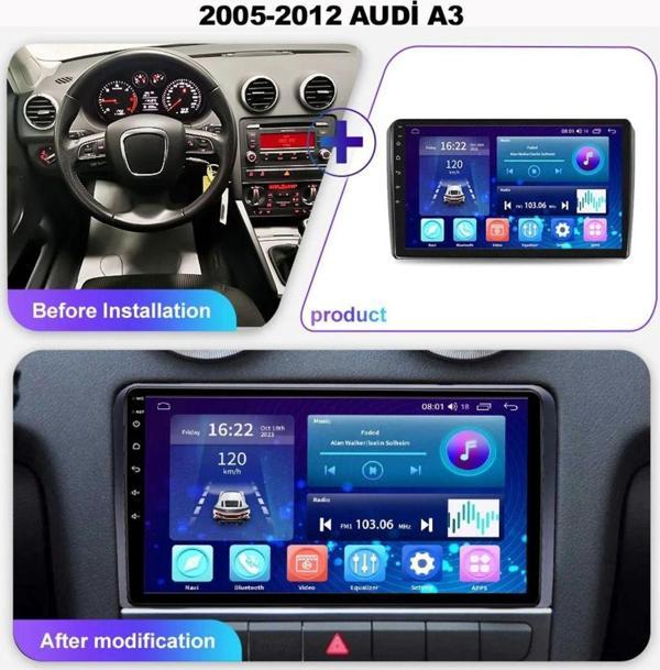 Mina Audi A3 2005-2012 Uyumlu 9 İnç Android Multimedya - Image 1