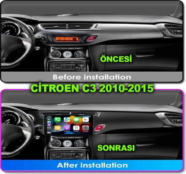 Navmina Citroen C3 Ds3 2010-2015 Uyumlu 2+32 Gb 10 İnç Siyah Çerçeveli Multimedya - Image 1