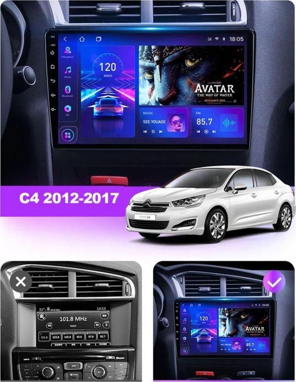 Navmina Citroen C4 2011-2017 Uyumlu 10 İnç 2+32 Gb Multimedya - Image 1