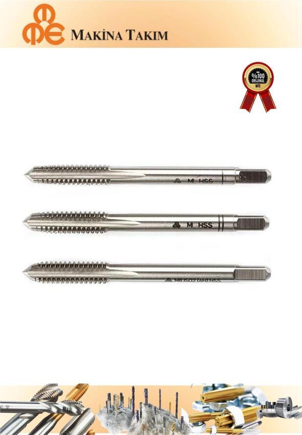 Makina Takım Mte  M10  Metrik Normal Vidalı 3'Lü Takım Kılavuzu (El Kılavuzu) Hss Dın 352 - Image 1