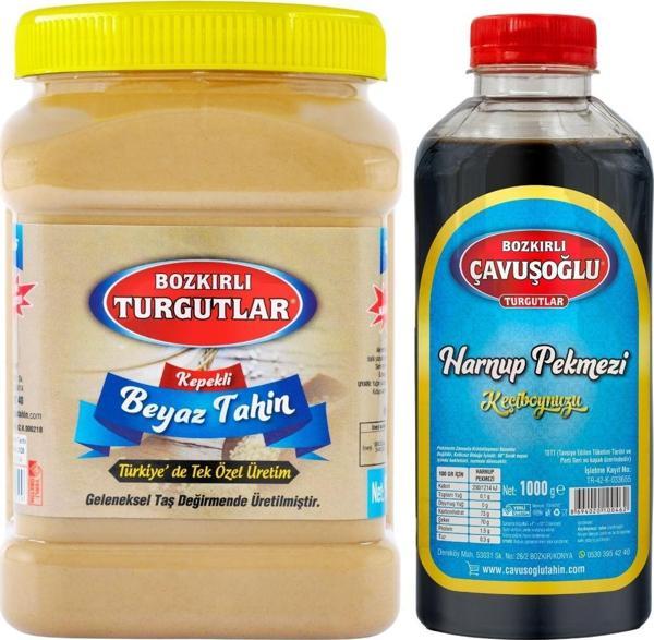 Bozkırlı Çavuşoğlu Beyaz Tek Kavrulmuş Özel Üretim Kepekli Bozkır Tahini 930G+ Keçiboynuzu (Harnup) Pekmezi 1000G - Image 1