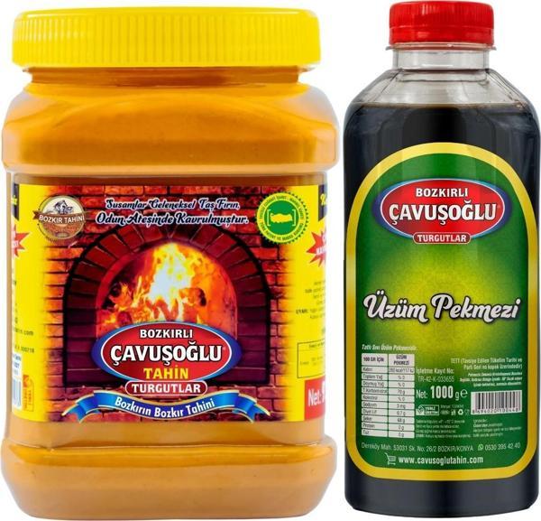 Bozkırlı Çavuşoğlu Çifte Kavrulmuş Kepeksiz Bozkır Tahini 930 Gr Çavuşoğlu Üzüm Pekmezi 1000 Gr - Image 1