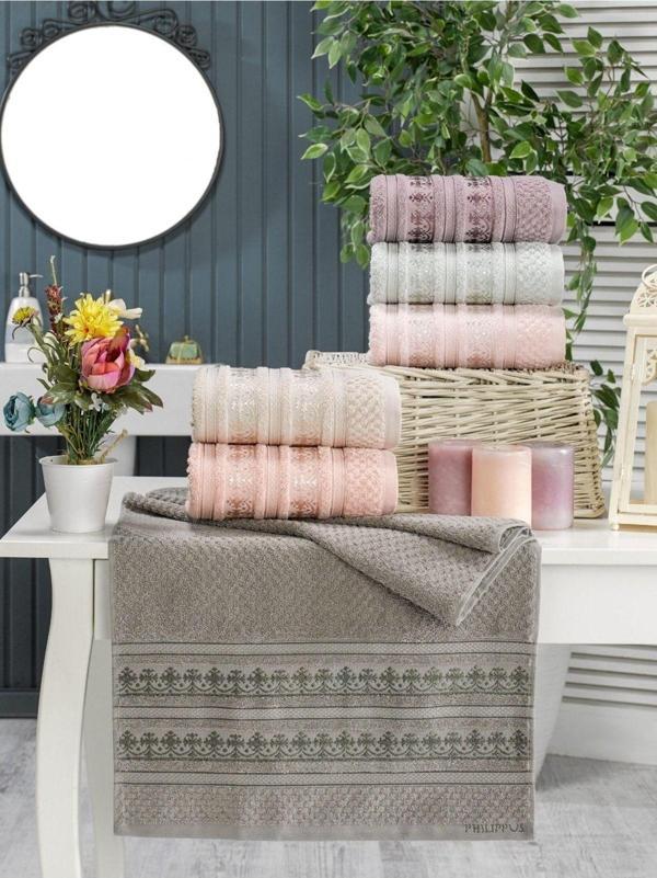 Z&N Style Annem Venedik Aır Coton 50X90 Cm Çeyizlik Ihraç Malı El&Yüz 6'Lı Lüks Havlu Set (Özel Çantalı) - Image 1