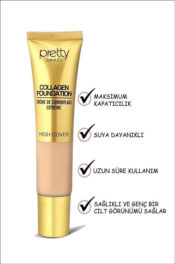 Pretty Beauty High Cover Yüksek Kapatıcı Etkili Collagen Fondöten No:2 - Image 1
