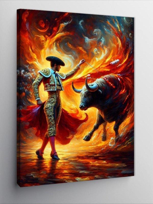 Kanvas Tablo Alevli Matador Dövüşçü - Image 1
