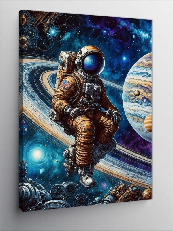 Kanvas Tablo Astronot Ve Satürn - Image 1