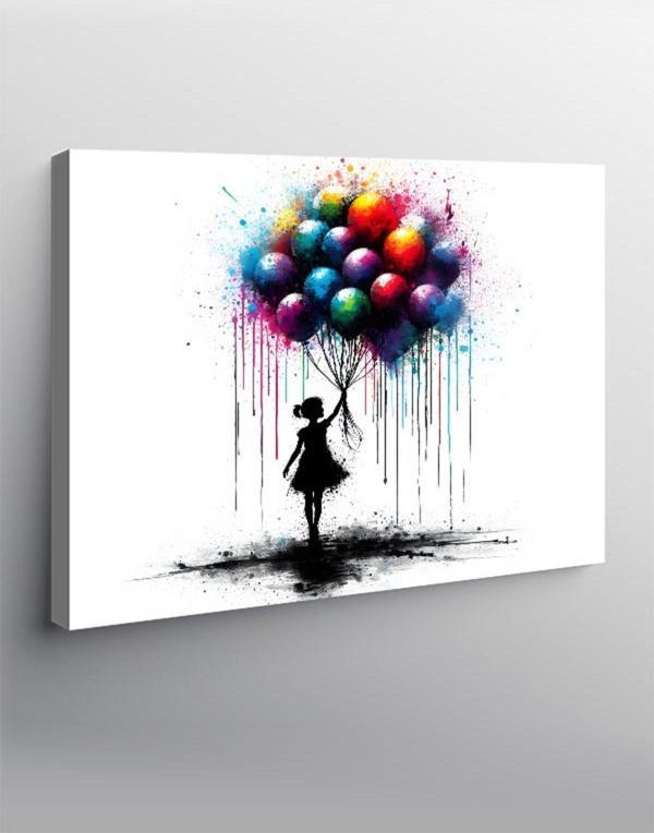Kanvas Tablo Balon Tutan Küçük Kız - Image 1