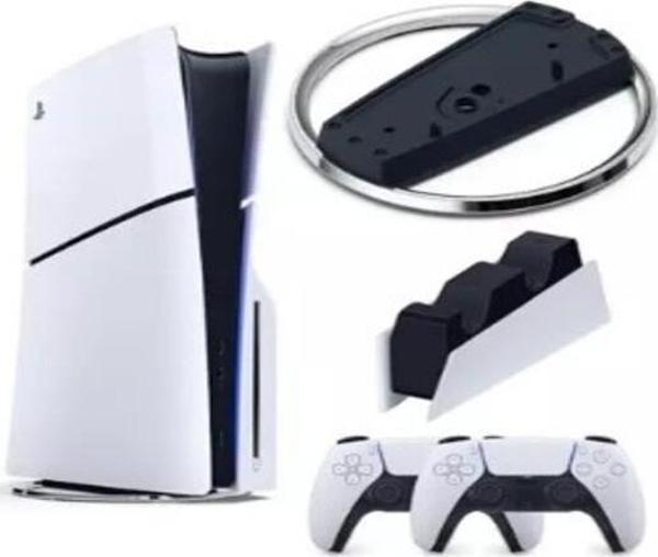 Sony Playstation 5 Slim Cd + 2. Ps5 Kol + Vertical Stand Dikey Ayak + Sarj istasyonu - Image 1
