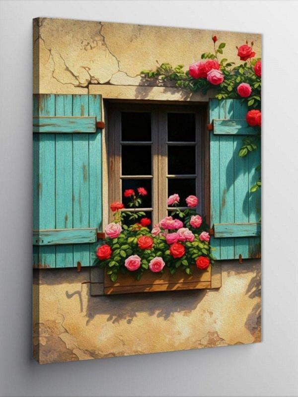 Kanvas Tablo Çiçekli Pencere - Image 1