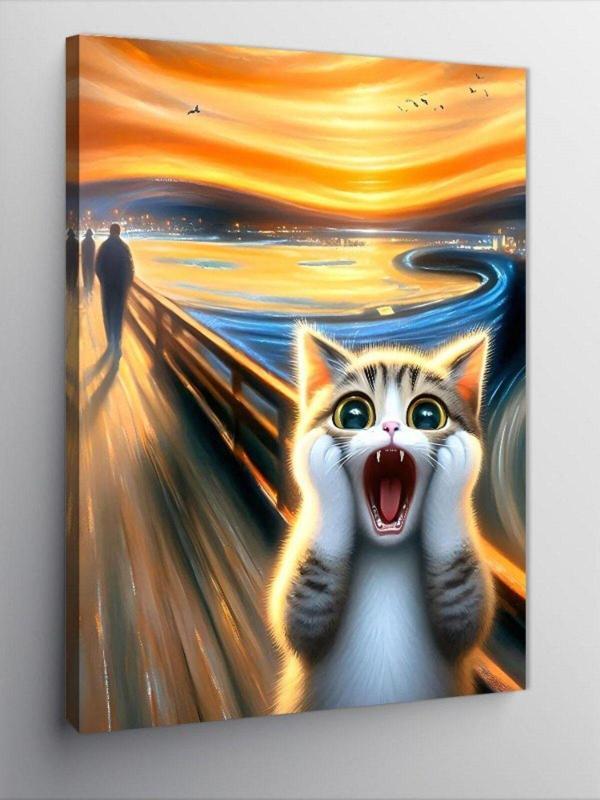 Kanvas Tablo Çığlık Atan Kedi (Scream Parodi) - Image 1