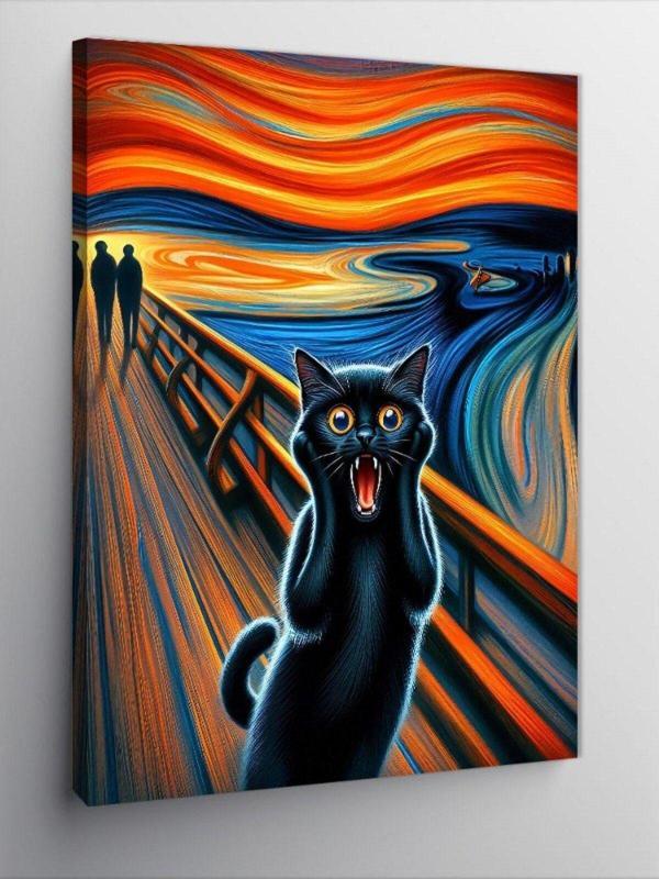 Kanvas Tablo Çığlık Atan Kedi Van Gogh - Image 1