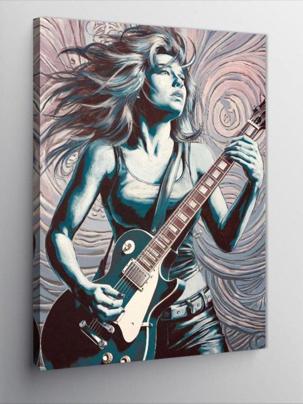 Kanvas Tablo Elektrik Gitar Çalan Kadın - Image 1