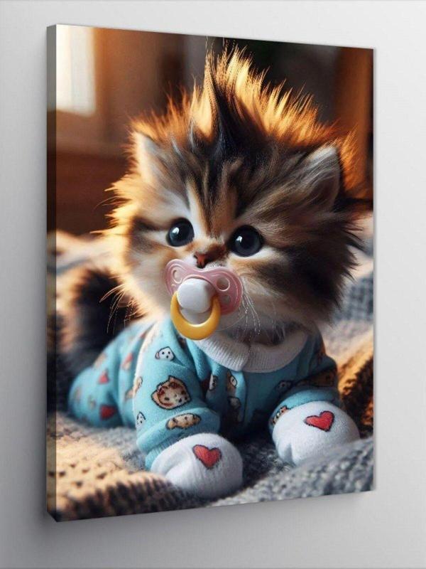 Kanvas Tablo Emzikli Yavru Kedi - Image 1
