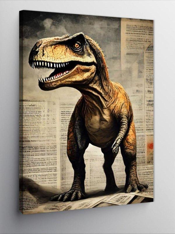 Kanvas Tablo Gazete Fon Dinozor - Image 1