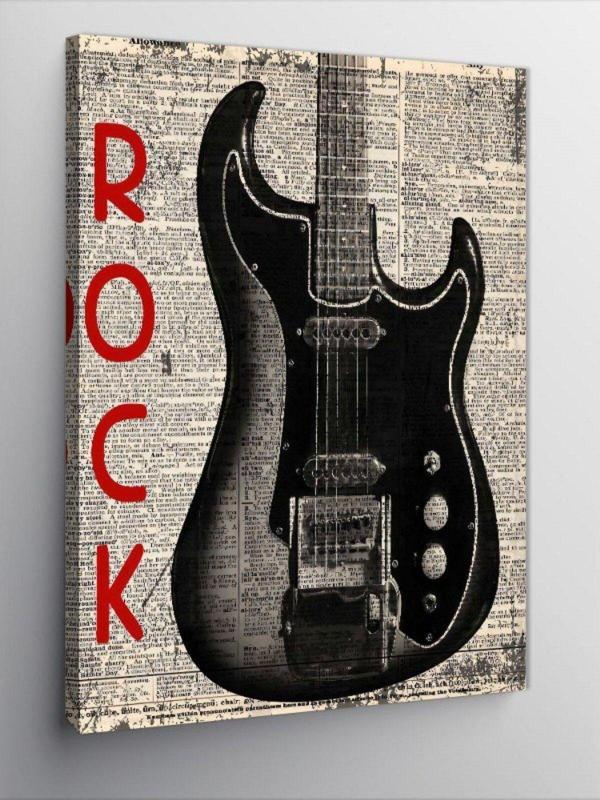 Kanvas Tablo Gazete Fon Elektro Gitar - Image 1