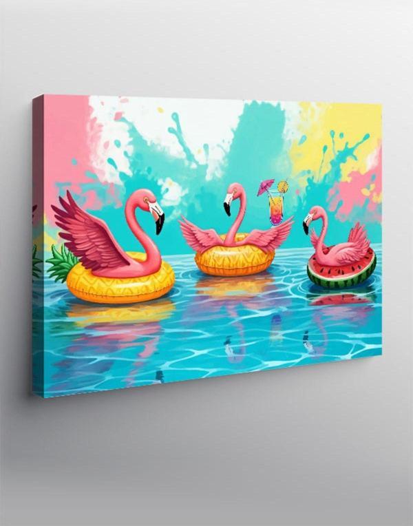 Kanvas Tablo Havuzda Flamingolar - Image 1