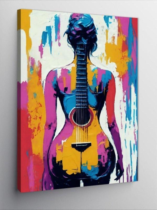 Kanvas Tablo Kadın Ve Gitar - Image 1