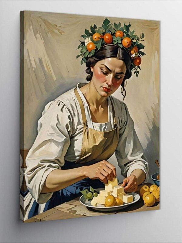 Kanvas Tablo Kahvaltı Hazırlayan Kadın - Image 1