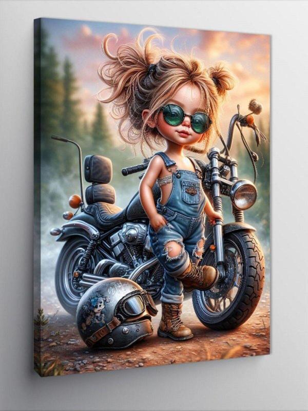 Kanvas Tablo Motorcu Çocuk - Image 1
