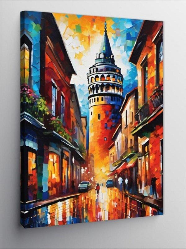 Kanvas Tablo Pastel Tonlarda Galata Kulesi - Image 1
