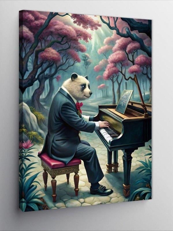 Kanvas Tablo Piyano Çalan Panda - Image 1