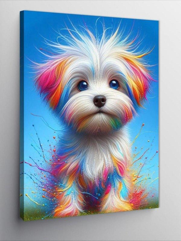 Kanvas Tablo Renkli Tüylü Köpek - Image 1