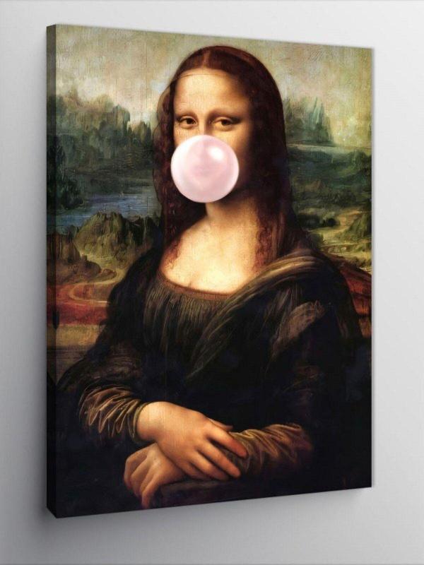 Kanvas Tablo Sakız Çiğneyen Mona Lisa - Image 1