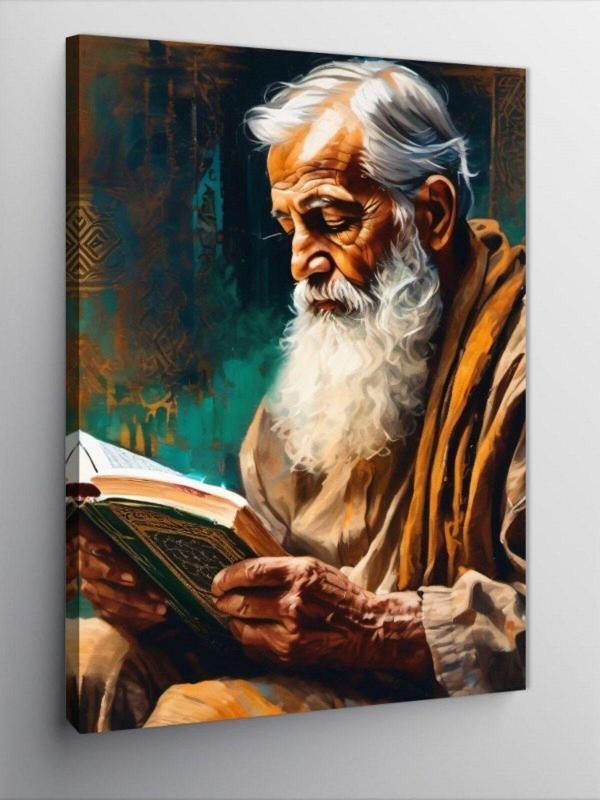 Kanvas Tablo Yaşlı Adam Bir Şeyler Okuyor - Image 1