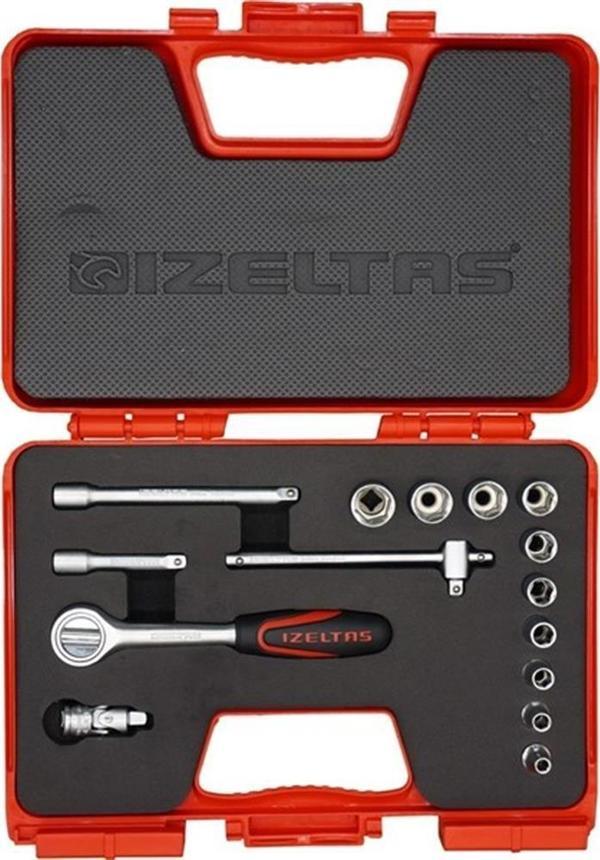 İZELTAŞ 1/4" ALTI KÖŞE LOKMA TAKIMI 15 PARÇA - Image 1