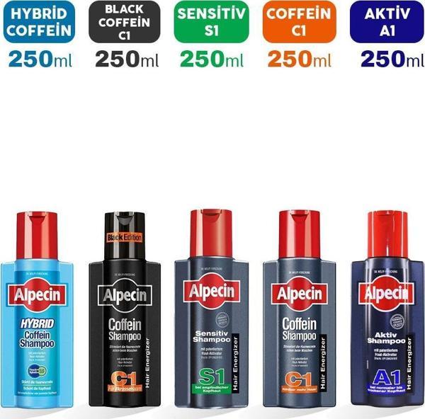 Alpecin Şampuan A1, S1, C1, Black C1 ve Hybrid Coffein - Image 1