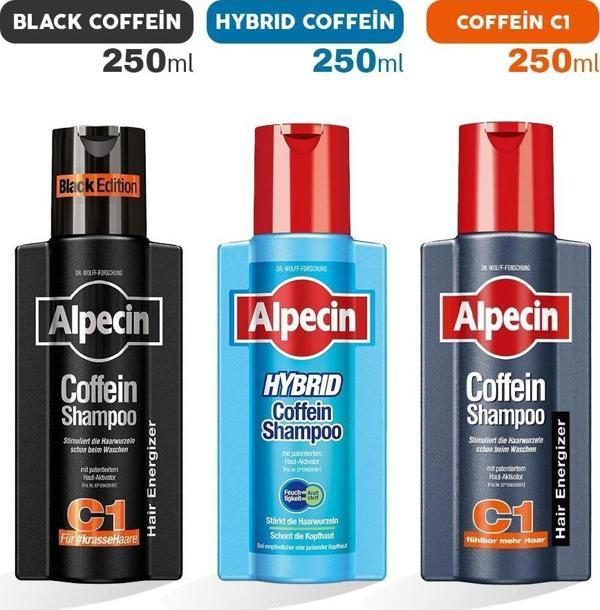 Alpecin Şampuan Hybrid Coffein, Coffein C1 ve Black Coffein C1 - Image 1