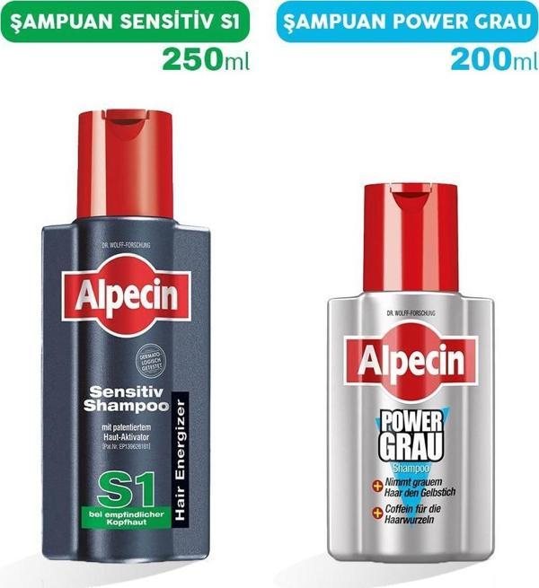 Alpecin Şampuan Sensitiv S1 250 ml ve Power Grau 200 ml - Image 1