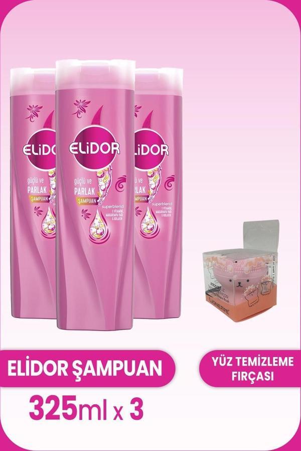 Elidor Superblend Güçlü Parlak Şampuan 325 ml x Adet ve Yüz Fırçası - Image 1